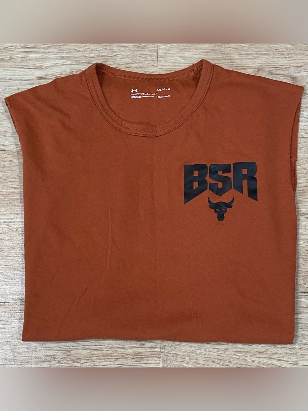 Project Rock Sleeveless Shirt Men’s L Burnt Orange BSR Under Armour Muscle Tank